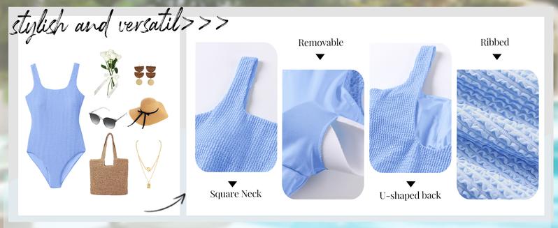 ANRABESS Womens One Piece Swimsuit 2025 Summer Solid Square Neck Tummy Control Modest Full Coverage Ribbed Bathing Suits