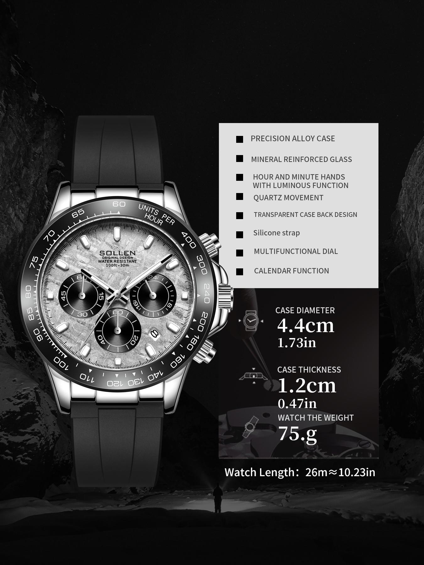 [0407] Luxury Men's Multifunction Quartz Watch – Large Dial Day/Date Display, 24-Hour Chronograph, Water-Resistant Silicone Strap, Modern Sport Design | Premium Gift for Boyfriend, Husband, Christmas, Valentine’s Day, Father’s Day & Anniversaries – 713