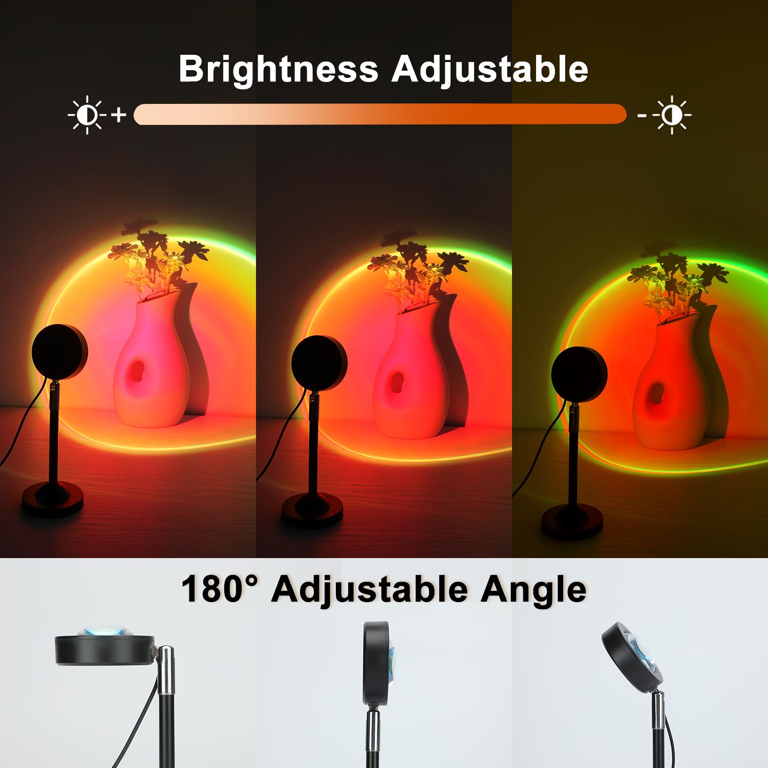 Fall Sunset Lamp Projector Light 180° Adjustable Sunset Mood Lamp, 4 Modes, Remote Control RGB Ambient Night Light for Bedroom, Gaming Room, Live Streaming Photography & Parties Home Wall Decor Party Live Streaming Christmas Gift Led Multi