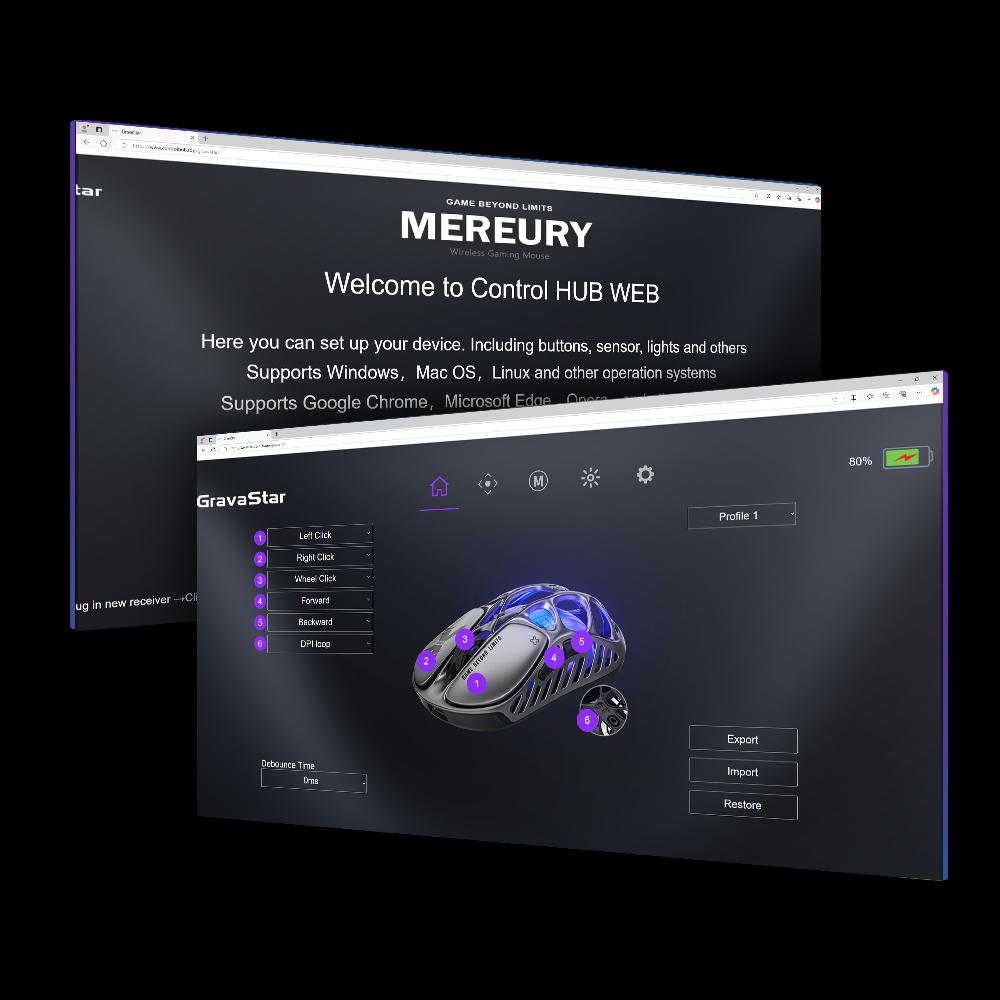 GravaStar Mercury X Pro Wireless Gaming Mouse 32,000 DPI PAW 8,000Hz Polling Rate Magnesium Alloy RGB Tri Mode Connectivity Spring Tok Lightweight 49g