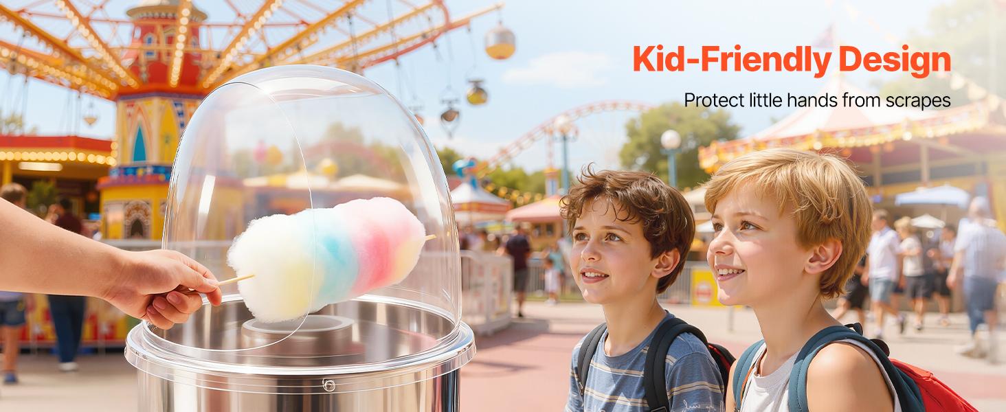 VEVOR Cotton Candy Machine Cover, Transparent Acrylic Dome Bubble Shield, Cotton Candy Machine Bubble Shield Compatible with 15inch Cottons Candies Machines Bowl for Party, Shops, Bottom Groove Design