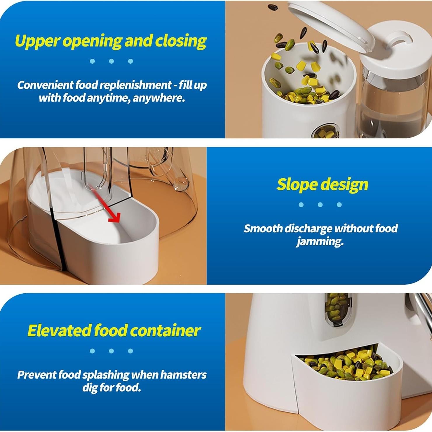 New Hamster Pet Water Bottle, Ball Rolling Drinking Device, Leak-Proof Vertical Design, Hanging Water Bottle and Food Bowl Combo, Hamster Accessories