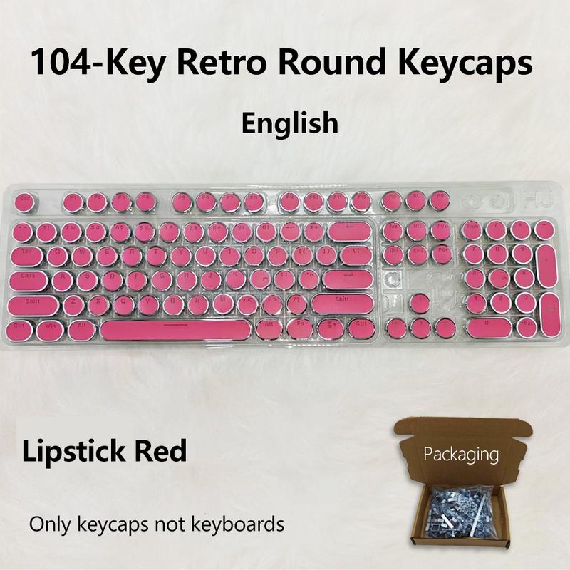 Punk Style Keycaps, Vintage Steam Punk Typewriter Design, Electroplated Surface, Translucent Characters, Compatible with Mx Stems, 6.25u Spacebar Size