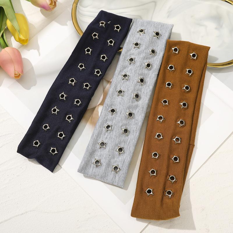 AWAYTR Y2k Grommet Wide Headbands for Women Star Metal Hollow Out Elastic Head Bands Y2k Fashion Girls Punk Grunge Stretchy Hair band Hair Accessories AWAYTR Y2k Grommet Wide Headbands for Women Star Metal Hollow Out Elastic Head Bands Y2k Fashion Girls Punk Grunge Stretchy Hair band Hair Accessories