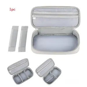Solid color large capacity digital device accessory storage bag - USB power bank data cable multi-purpose storage bag.