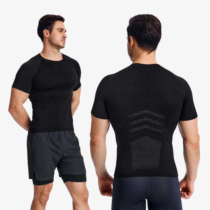 Nebility Men's Compression Shirts Cool Dry Short Sleeve Baselayer Athletic Workout T Shirts Activewear Fitness Rash Guard Clothing