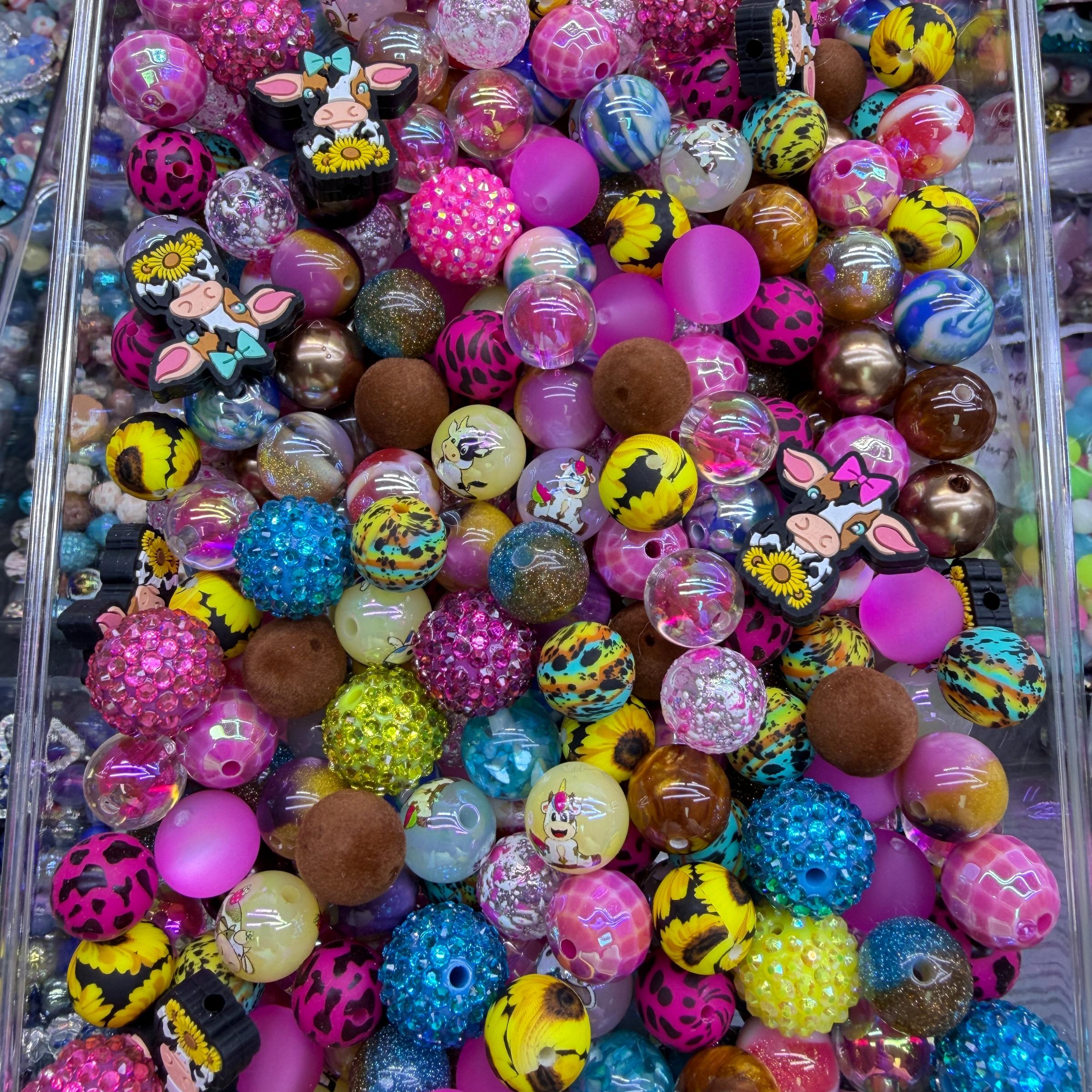 March Second Round Creative Acrylic Beads, DIY Mix Beads, Bead Assortment, DIY Beading, DIY Craft Embellishments, Used for Stringing Pens, Choking Hazard Warning, Ca Prop 65 Compliant, Non-Silver Color