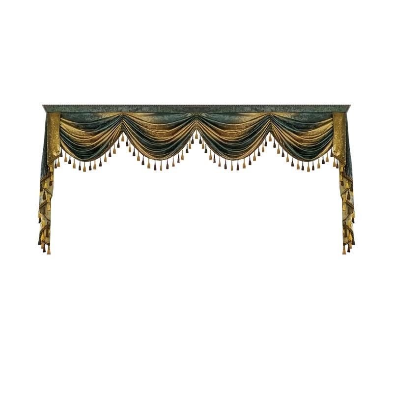 European Luxury Ink Curtain Header, Customizable Floor-To-Ceiling Window Drapery, American Vintage Style Decorative Curtain