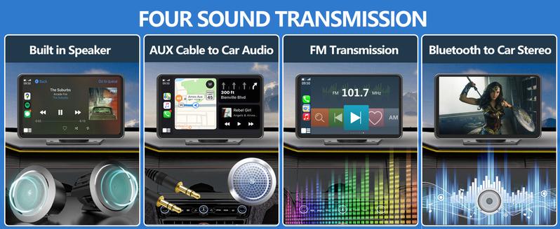 【PASLDA】Portable Wireless Carplay Car Stereo, 7" HD Touchscreen for Car with Apple CarPlay & Android Auto with Backup Camera/Mirror Link/Voice Control/Bluetooth/GPS/AUX for All Vehicles