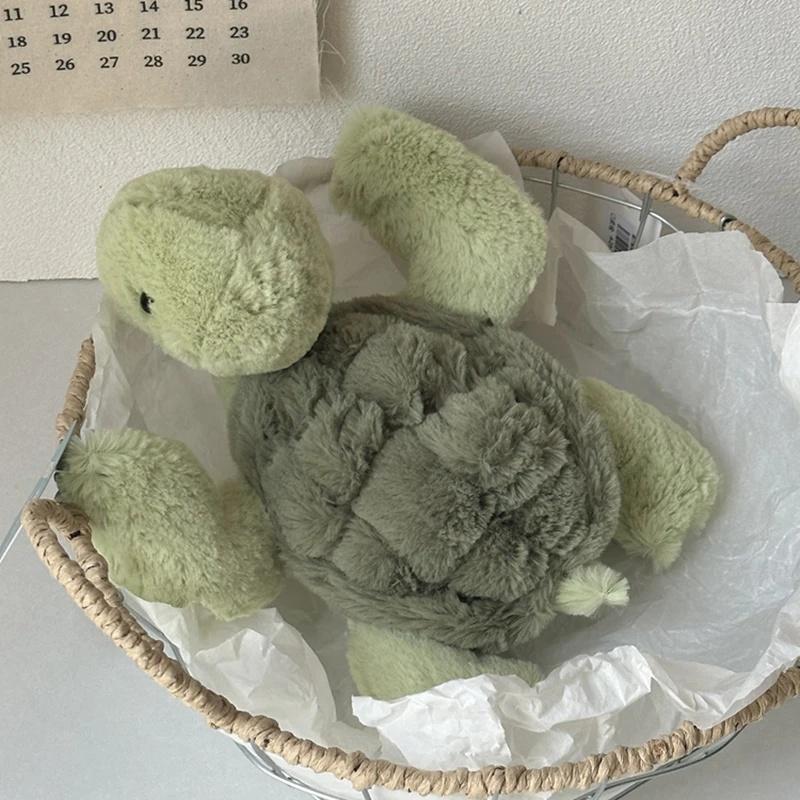 Realistic Sea Turtle Plush Toy, Soft Cute Tortoise Stuffed Animal Doll, Portable Plush Keyring for Car Bag Decoration, Kids Gift