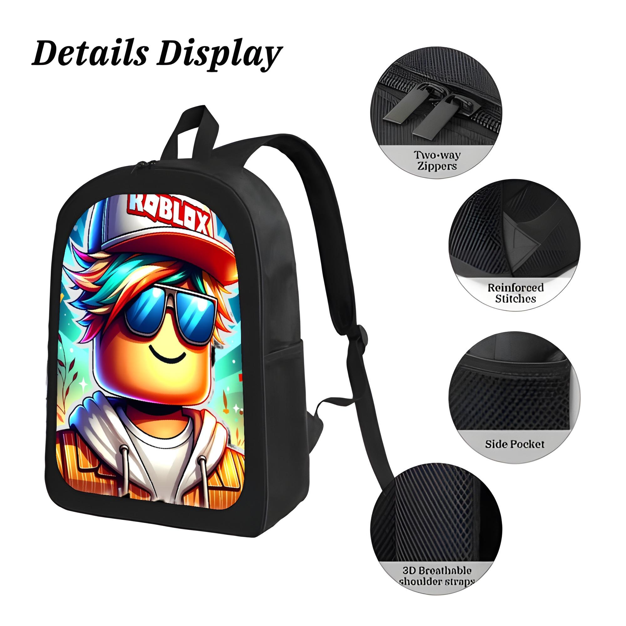 [Vibrant Backpack] 3pcs Roblox Backpack Set |   Lightweight, Adjustable Strap, Wipeable Polyester Lining, Ideal for Daily Commute & School
