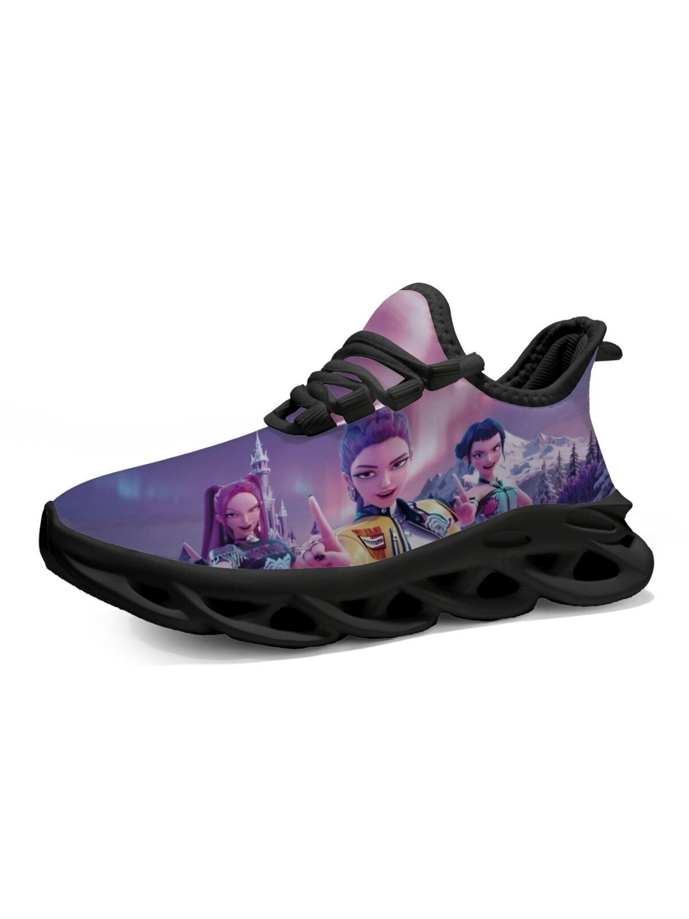 K-Pop Hunter Girl Group Castle Fantasy Illustration Kids Casual Sports Training Shoes, Breathable Textile Upper, Unisex, All Seasons