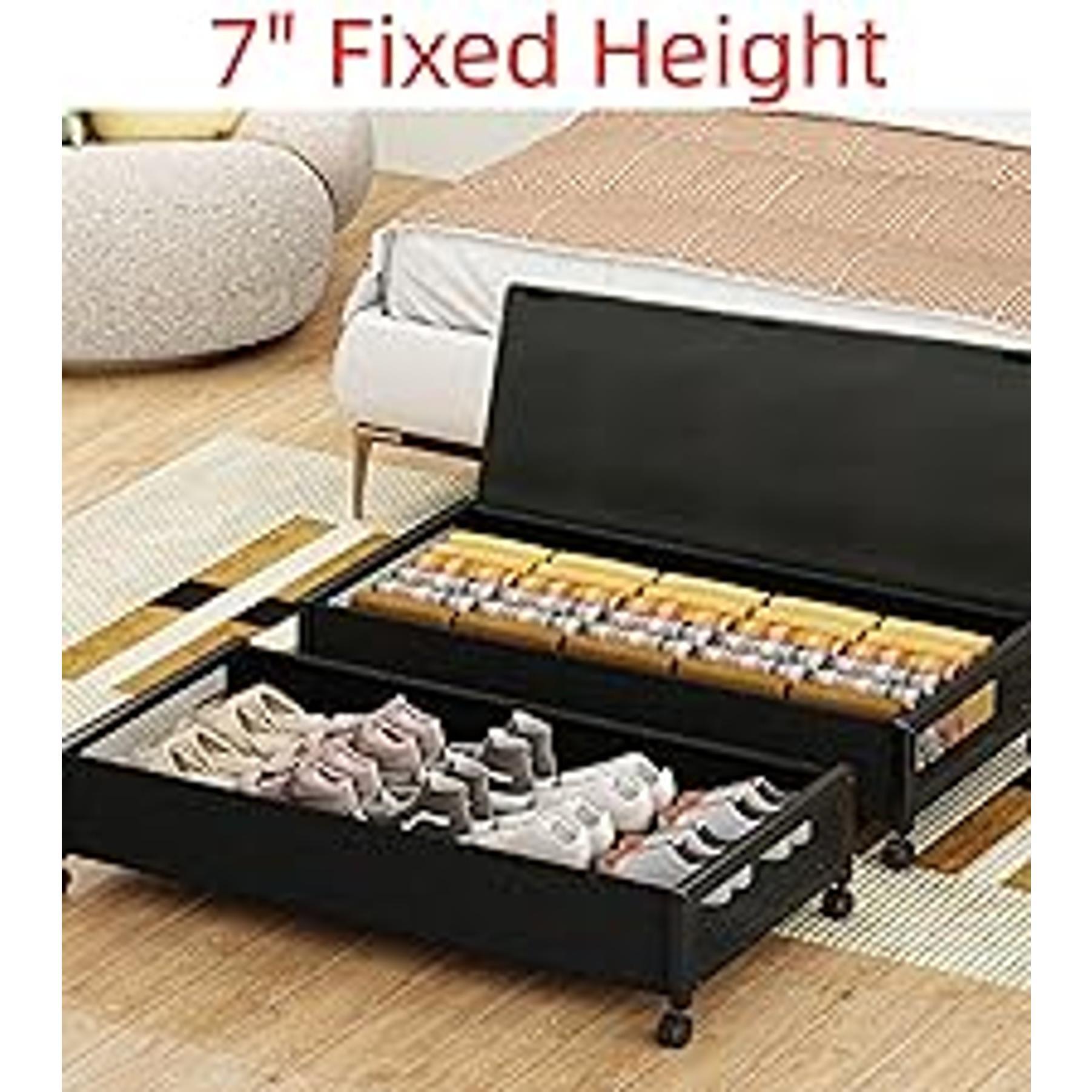 2 Pack Under the Bed Storage Containers,10 inch Height Under Bed Shoe Storage,31inch Long Underbed Storage with Wheels,Large Rolling under bed Clothes Storage Drawers with Lid for Dorm Tall ,Black