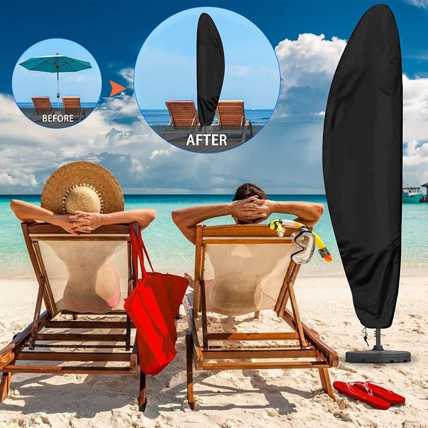 Outdoor Cantilever Umbrella Cover, Waterproof Patio Parasol Cover, Banana Straight Style, All-Season Parasol Umbrella Protection