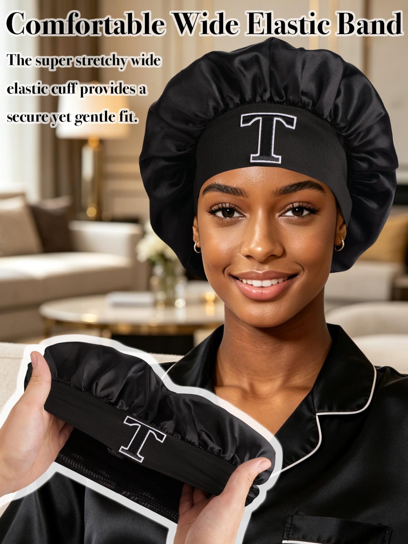 Women's Wide Brim Elastic Satin Sleep Hat, Curling Cap, Shower Cap, Skin-Friendly Fashion Hat, Comfortable and Stylish, Bonnets For Sleeping