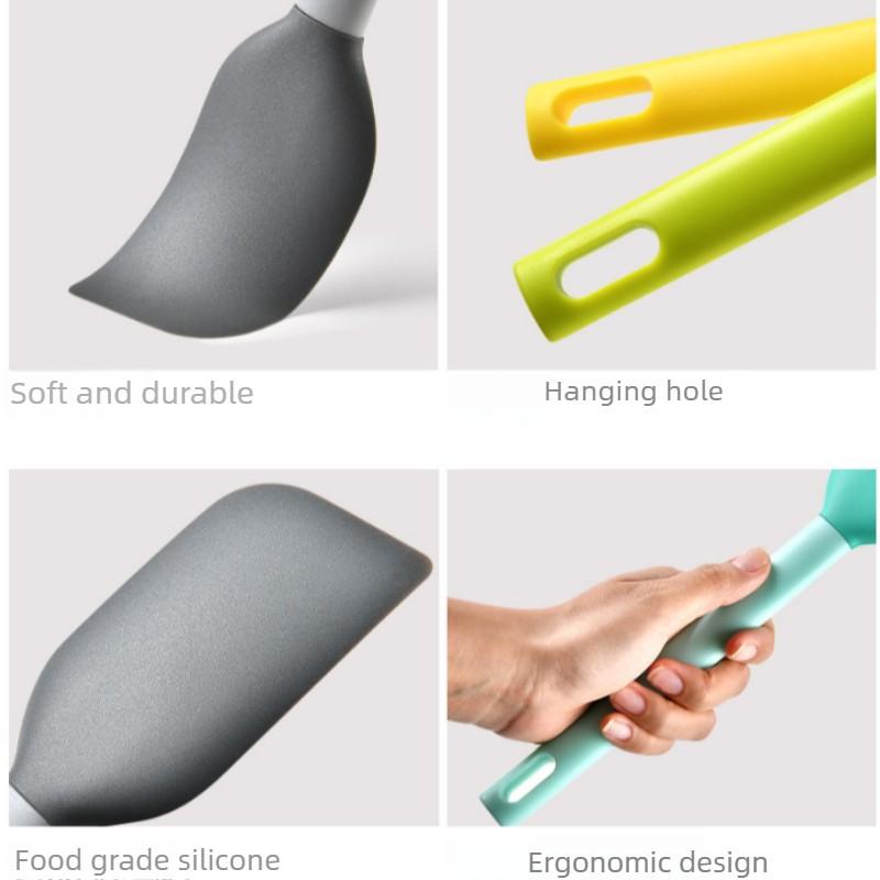 1 color-matching integrated silicone spatula, multi-color silicone spatula, durable kitchen tool, flexible kitchen spatula suitable for baking, cooking, sc bowls, decoration, heat resistance and easy cleaning, etc. Various colors optional