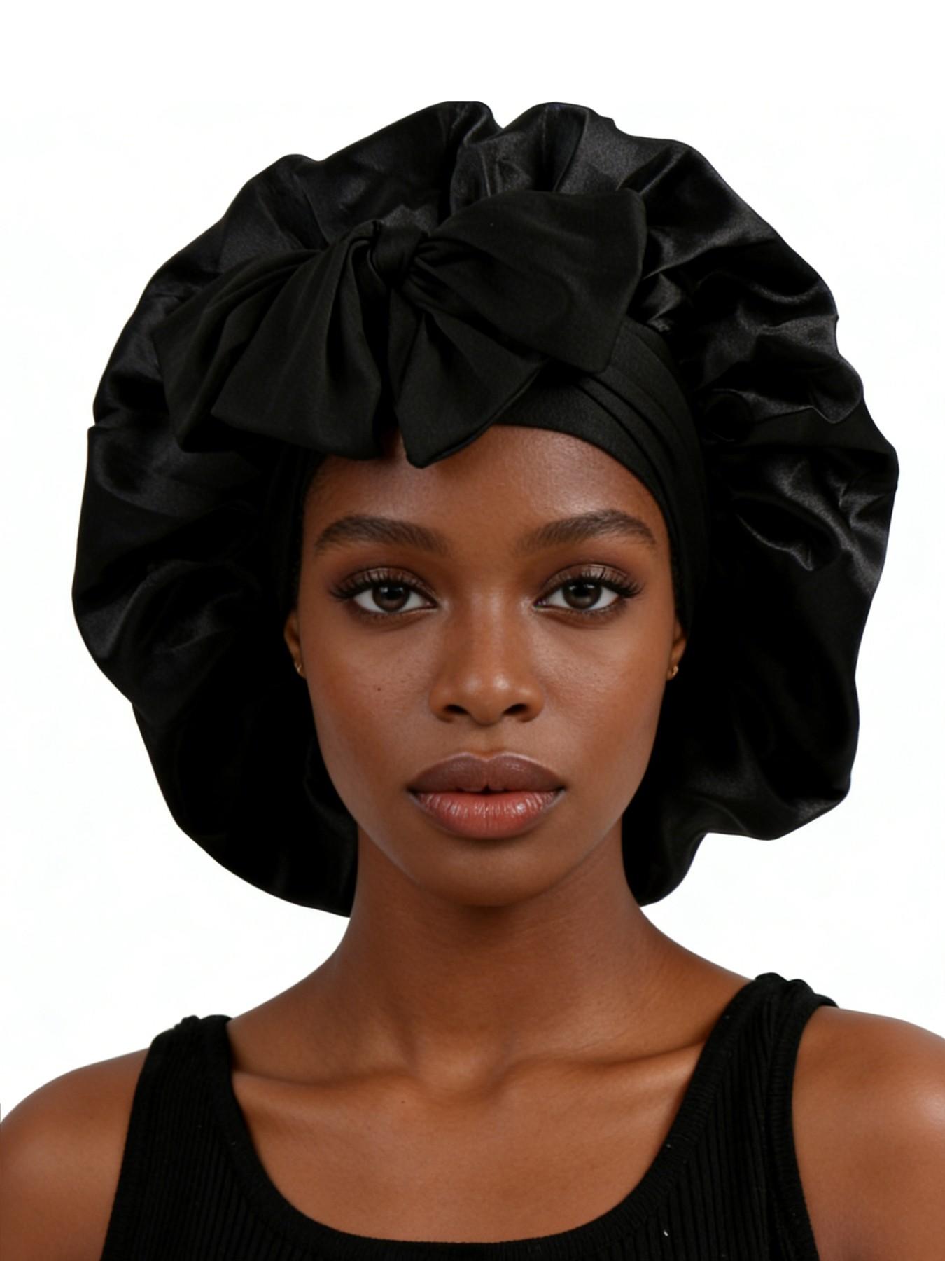 Women's Elastic Satin Sleep Cap, Wide Brim Night Hat, Comfortable Sleeping Accessory, Soft Breathable Hair Care Cap