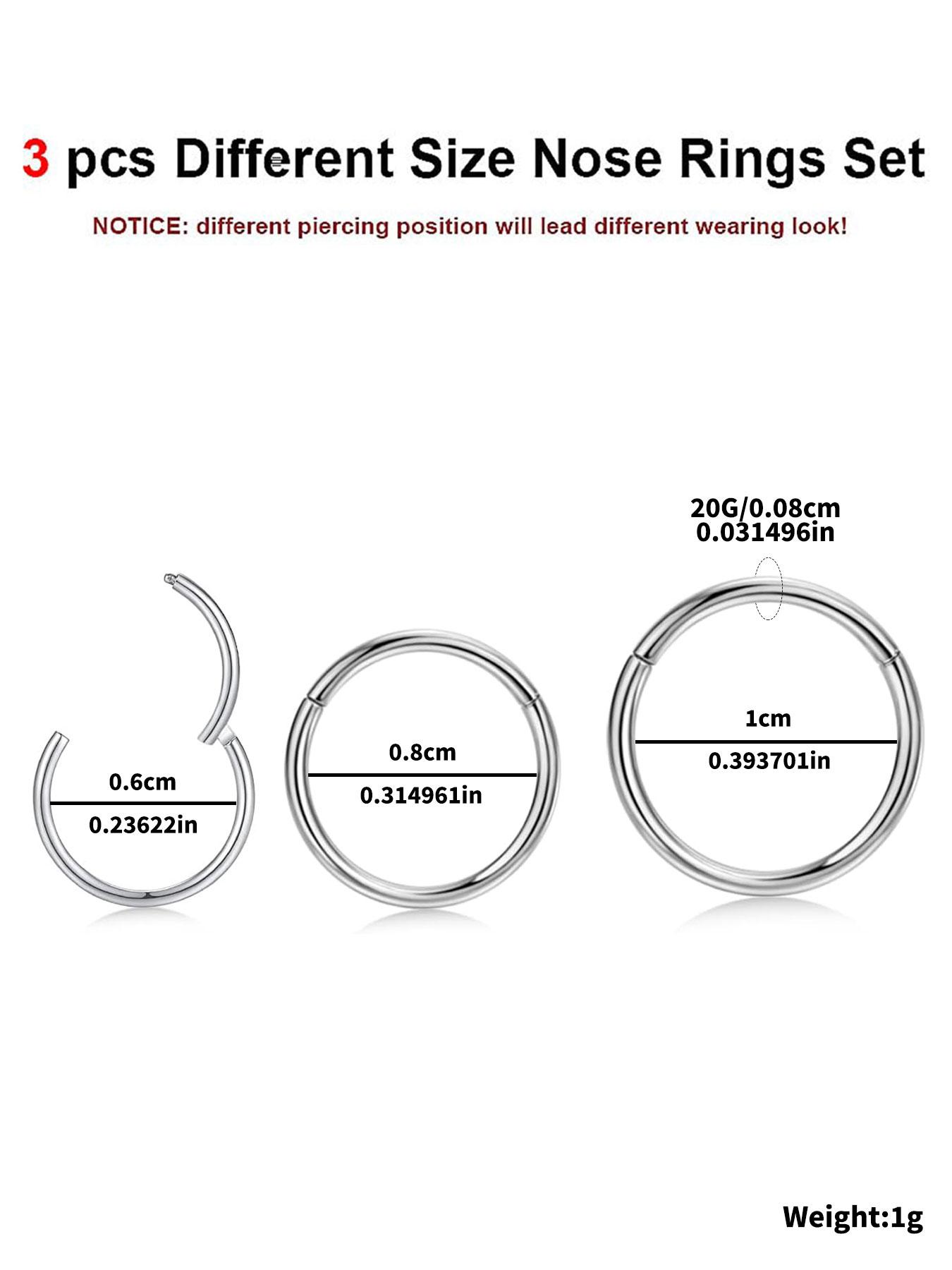 Minimalist Plain Color Nose Ring, Spiral Nose Ring, Stainless Steel Nose Ring, Lip Ring, for Helix Cartilage Conch Rook Piercing Jewelry