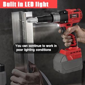 Cordless Electric Pop Rivet Gun Compatible with Milwaukee 18V Battery(NO Battery!!),Rivet Tool with 3 Size (1/8", 5/32", 3/16")Aluminum Rivets,with Kit Nose Piece