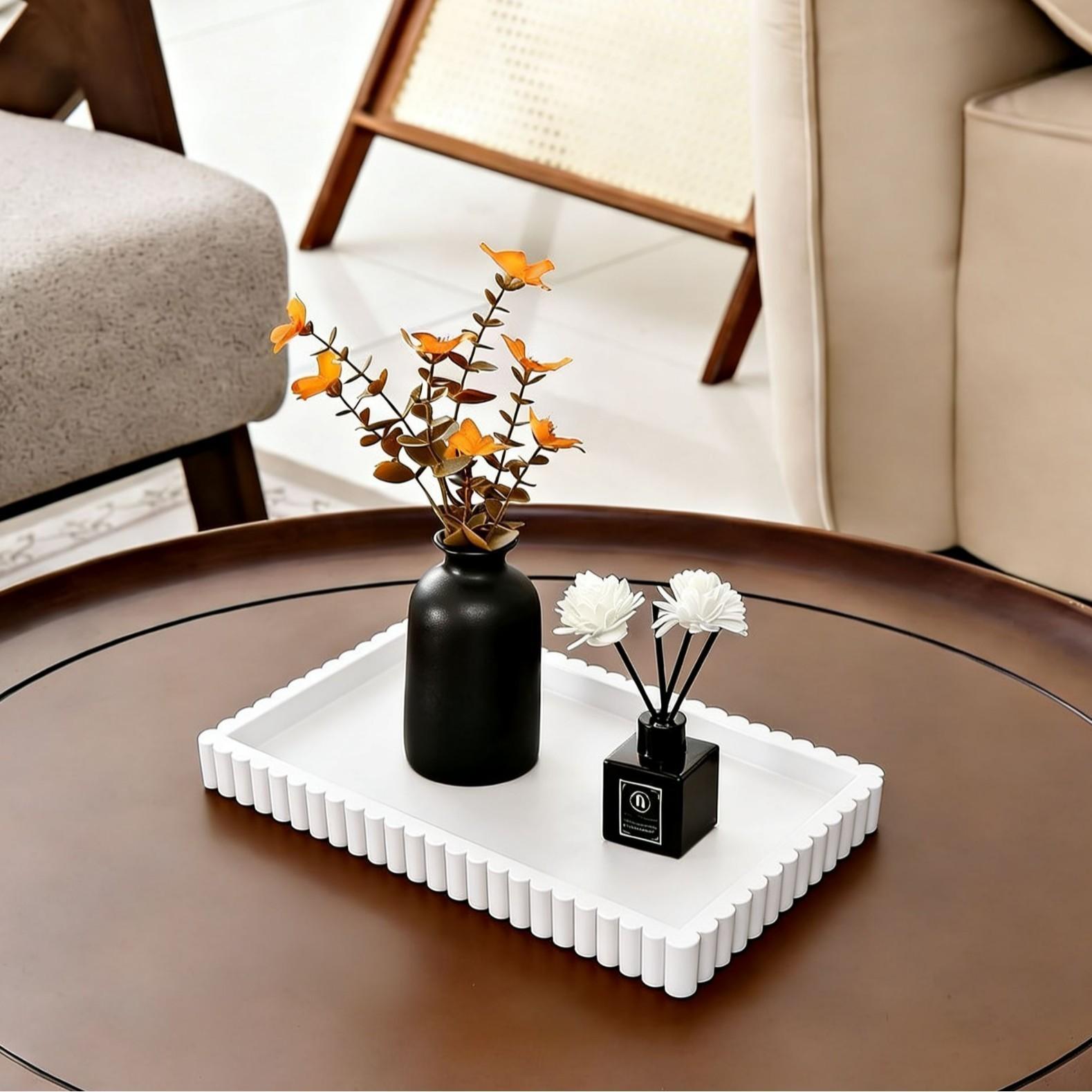 Square Storage Tray for Bathroom, Kitchen, Living Room, Vanity, Key, Cosmetics, Ring Holder, Decorative Edge Design