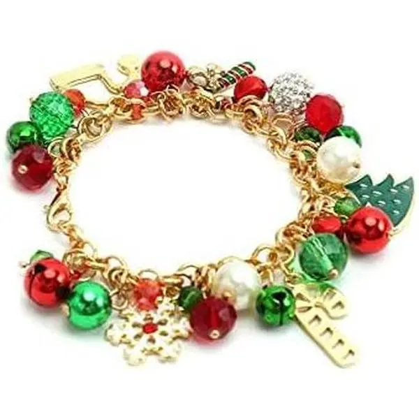 Christmas  Bracelets, Red Green Jingle  Beaded  Bracelet Red String Bracelet for Women Xmas Holiday  Luck  Gifts