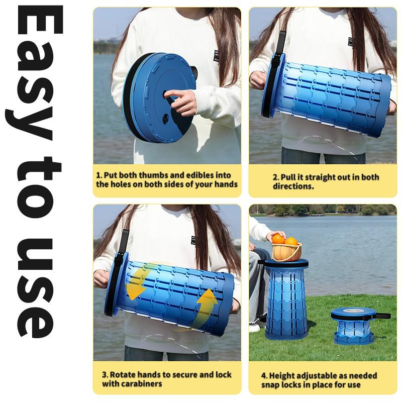 Upgrade Outdoor Expandable Folding Stool with Handle, Portable Outdoor Chair, Durable Lightweight, Holds Up to 400 Lbs, Portable Design for Camping Fishing Sketching Hiking BBQ