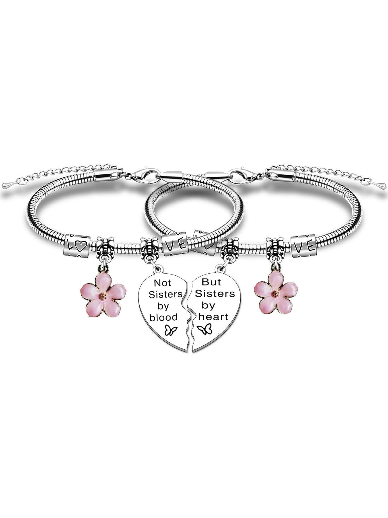 Zimoxuan 2pcs Sister Matching Bracelets Set, Split Broken Heart Design, Cute Style, Perfect Gift for Best Friends, Birthday & Christmas, Bracelet Sets