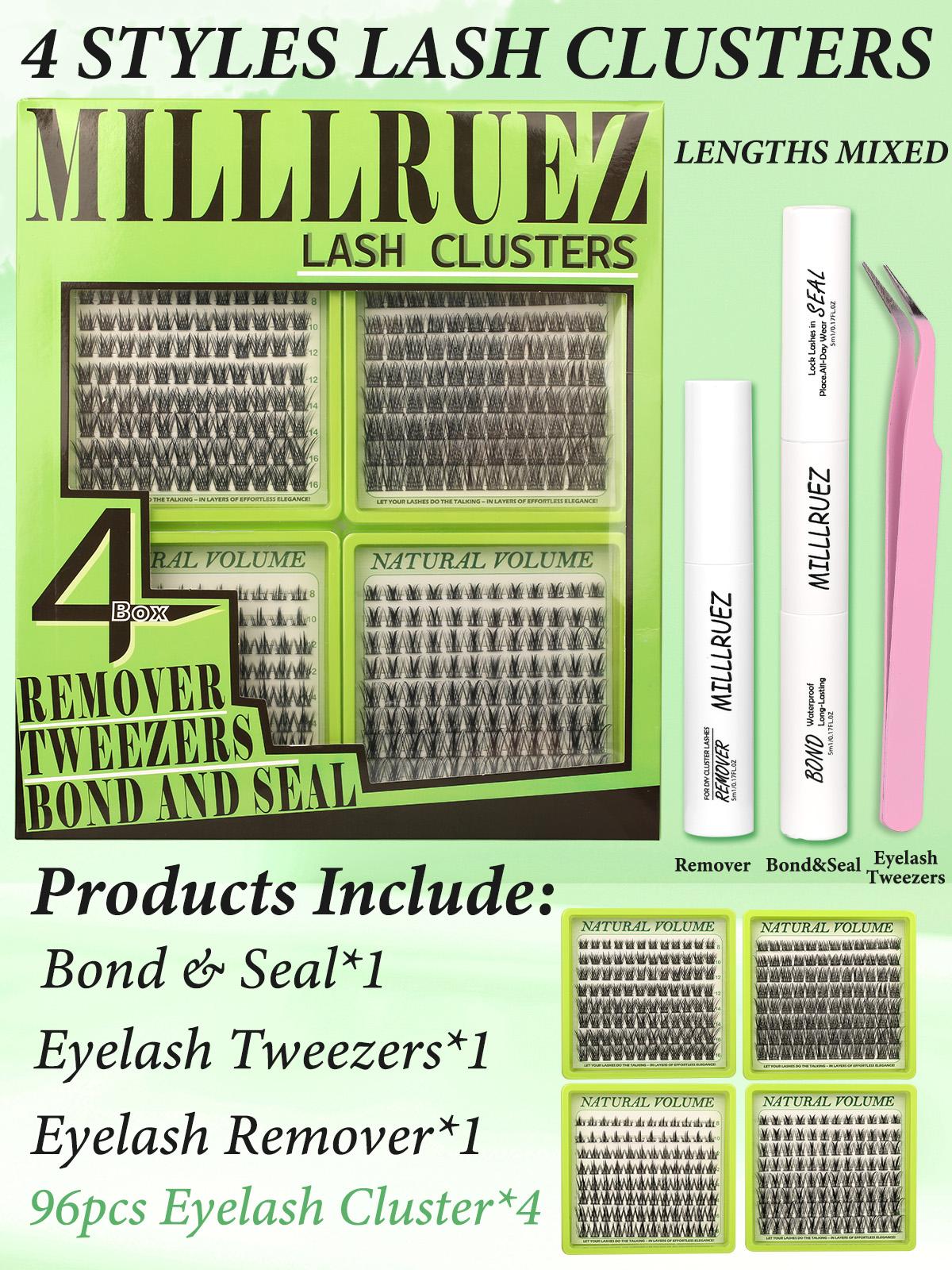 4 Nature Styles Lash Clusters Kit, Cat/ Deer/ Fairy/ Rabbit Eyelash Clusters Extensions with Everything You Need for Beginners and Proficient, DIY at Home Easily