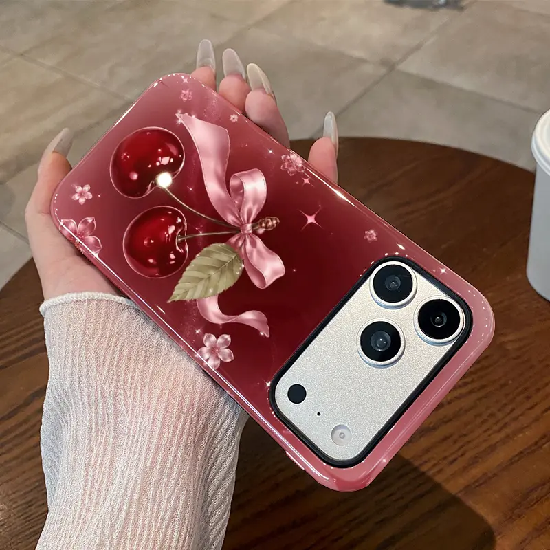 Cherry Blush 2-in-1 Glossy TPU Phone Case for iPhone 18 to 11 Pro Max ...