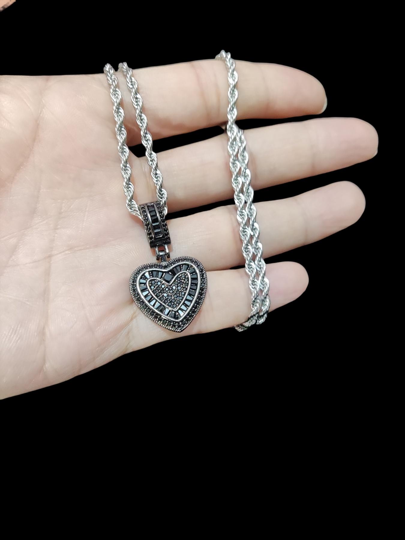 Heart Shaped Pendant Necklace, Fashion Zircon Decor Necklace for Party, Daily Decor, Trendy All-match & Exquisite Jewelry for Birthday Gift, Love Heart Necklace