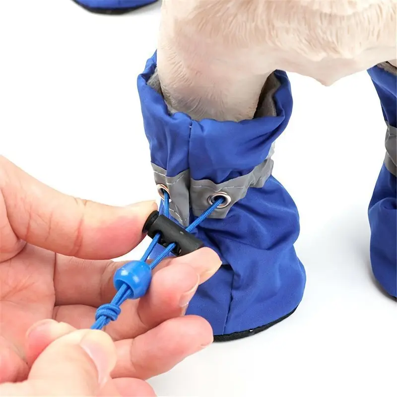 Small Dog Paw Protectors 4-Pack - Water-Resistant Solid Hiking Booties with Reflective Straps, Safety Sporty Outdoor Protective Gear for Walks