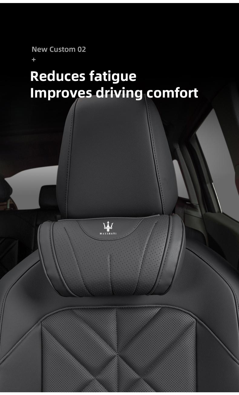 Car Headrest Neck Support Seat Lumbar Cushion Neck Pillow For Maserati Quattroporte GranTurismo MC20 Levante Ghibli Grecale President GranCabrio Coupe Spyder