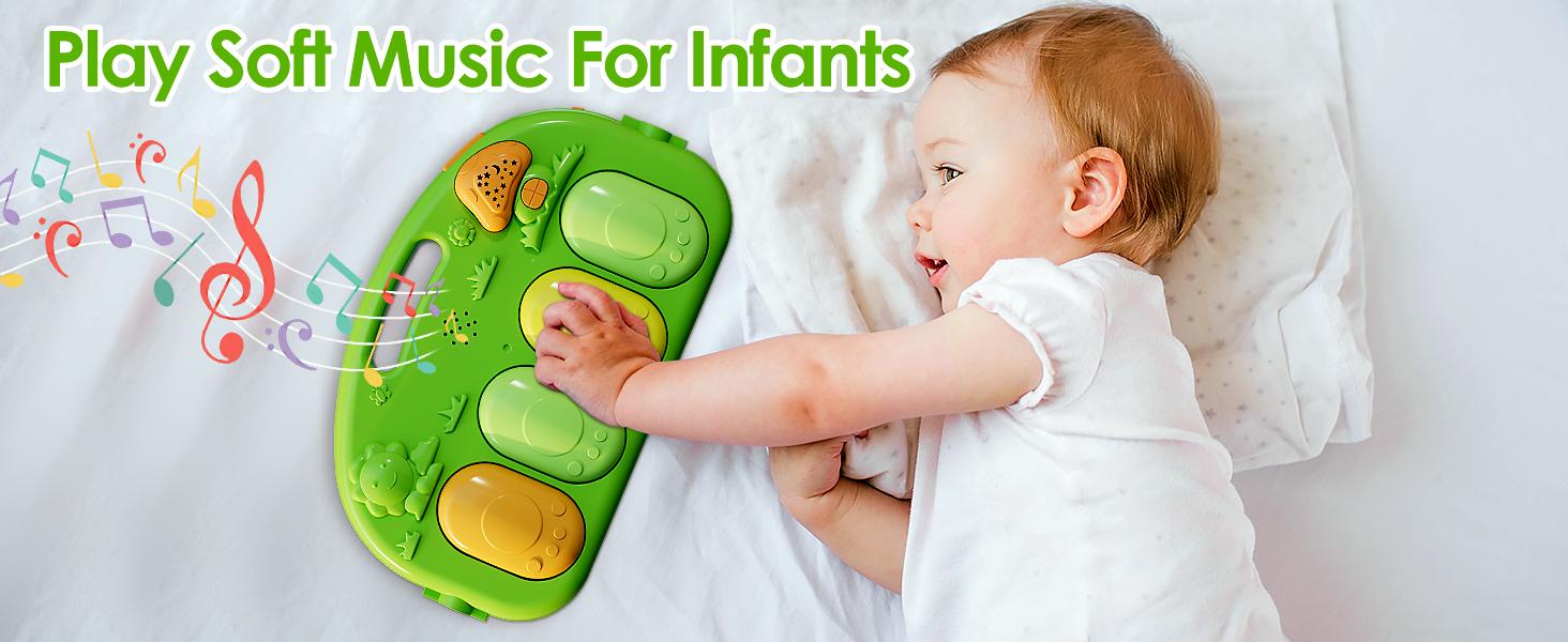 Baby Play Mat Baby Gym,Funny Play Piano Tummy Time Baby Activity Mat with 5 Infant Sensory Baby Toys, Music and Lights Boy & Girl Gifts for Newborn(Green)