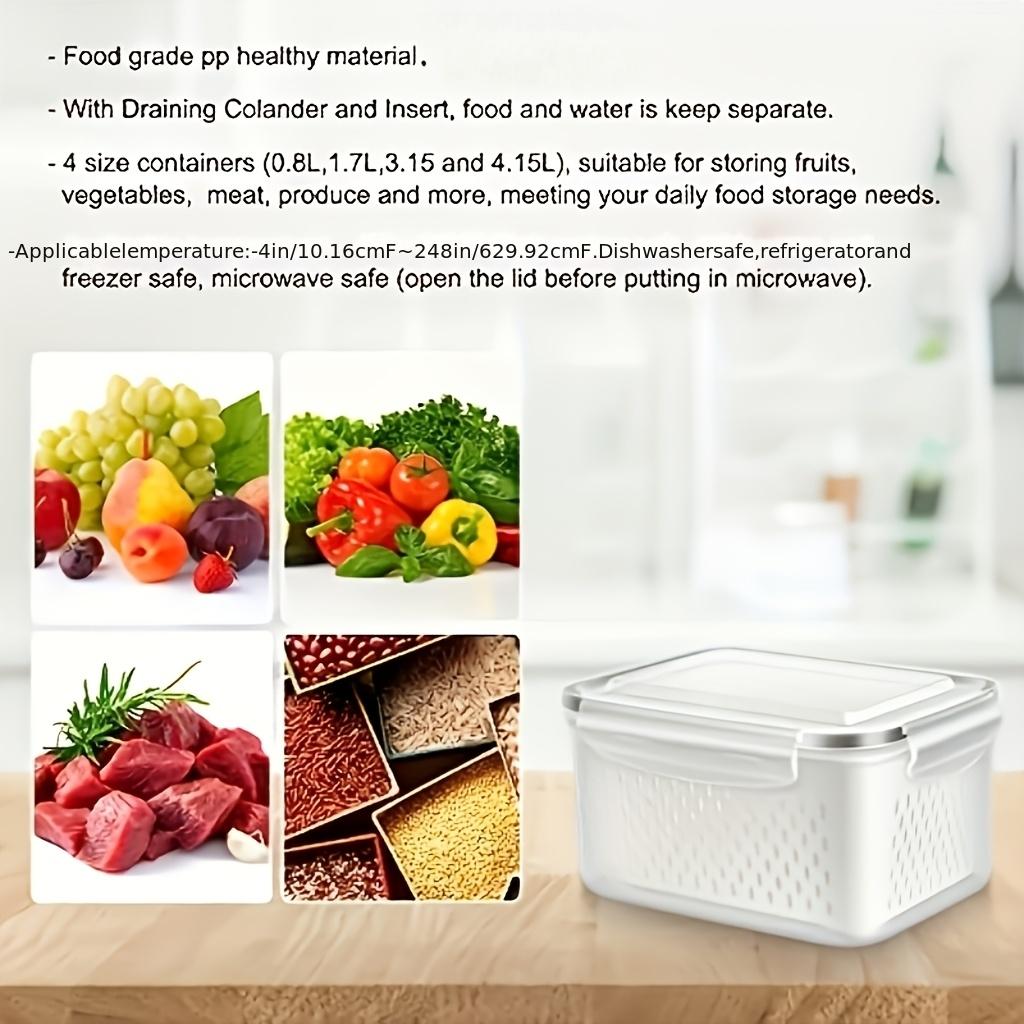 3Piece Plastic Food Storage Containers Set with Lids and Strainers Airtight Leakproof Freezer Safe Fridge Storage Container Reusable Food Storage for Fruit Vegetable Meal Prep Kitchen Organization