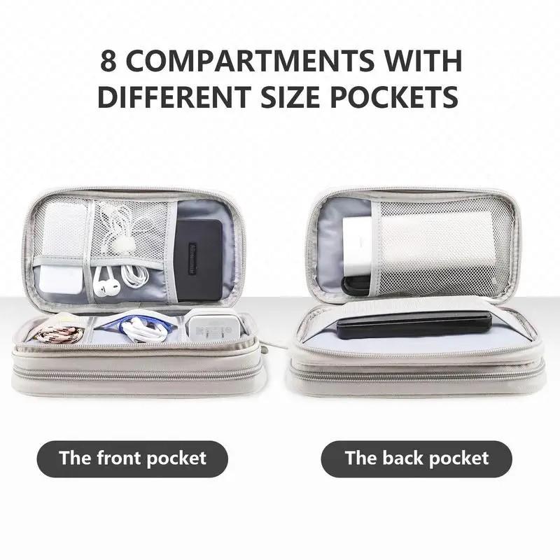 Large Multi-Layer Digital Accessories Storage Bag, Power Hard Drive Protector, Dust-Proof Charging Cable & Earphone Case, Travel Organization Pouch