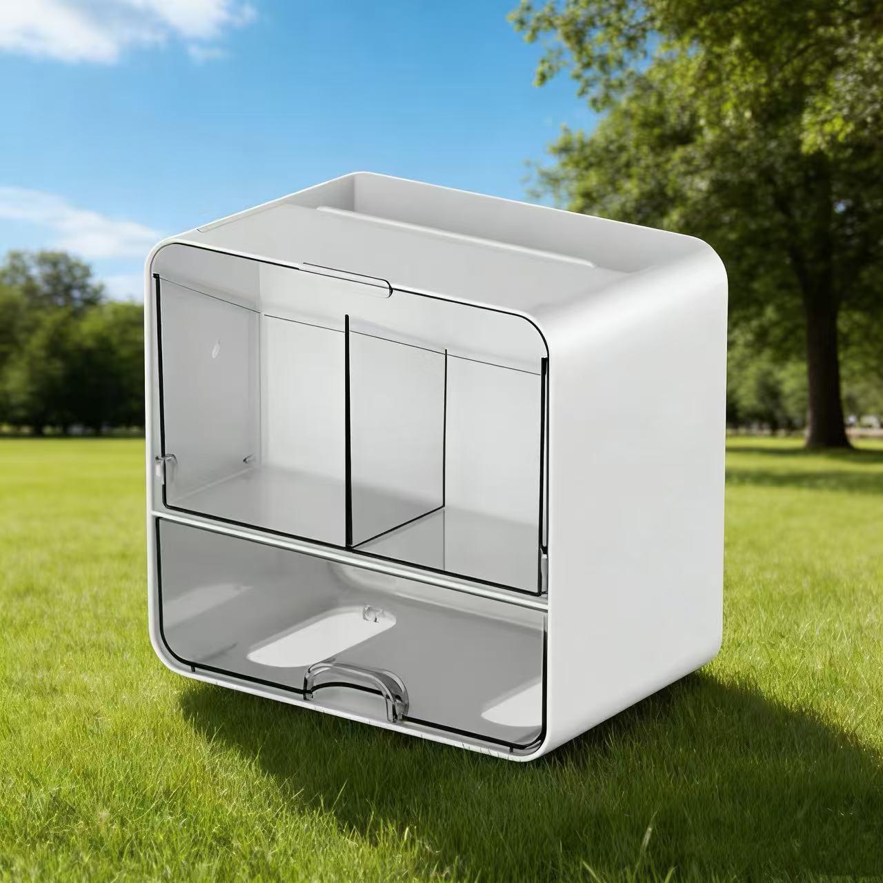 Large Capacity Bathroom Shelf, Wall-Mounted Makeup Cotton Storage Box, Q-Tips, Powder Puffs, Cosmetics Organizer, Multi-Functional Storage Box