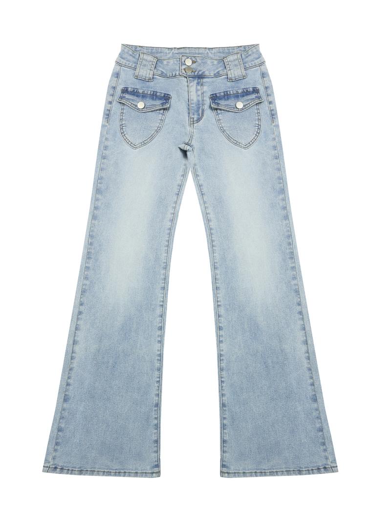 NVFelix Women's Stretch Low Rise Double Button Elastic Skinny Vintage Flare Jeans