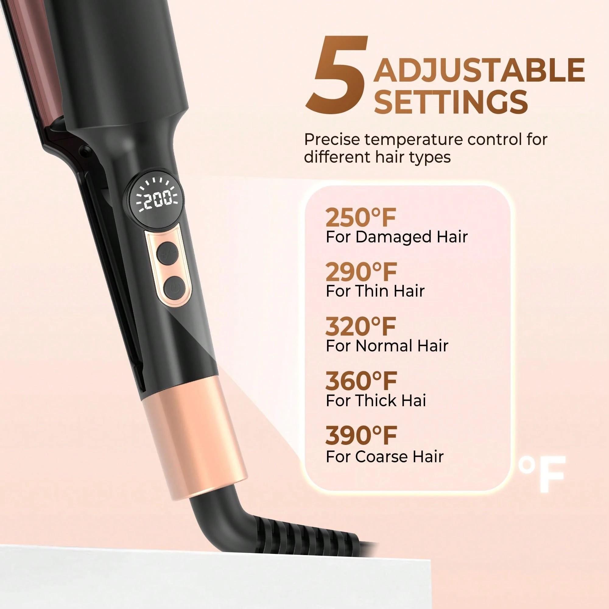 Mini Dual Voltage Curling Iron, Curling Wand & Hair Crimper - 5 Temp Adjustable (250°F-410°F), 30s Fast Heat-Up, Tourmaline Barrel, Anti-Scald Protection, 1.02cm Barrel For Beach Waves & Curls, Includes Heat-Resistant Pouch, Gifts, Heated Curler
