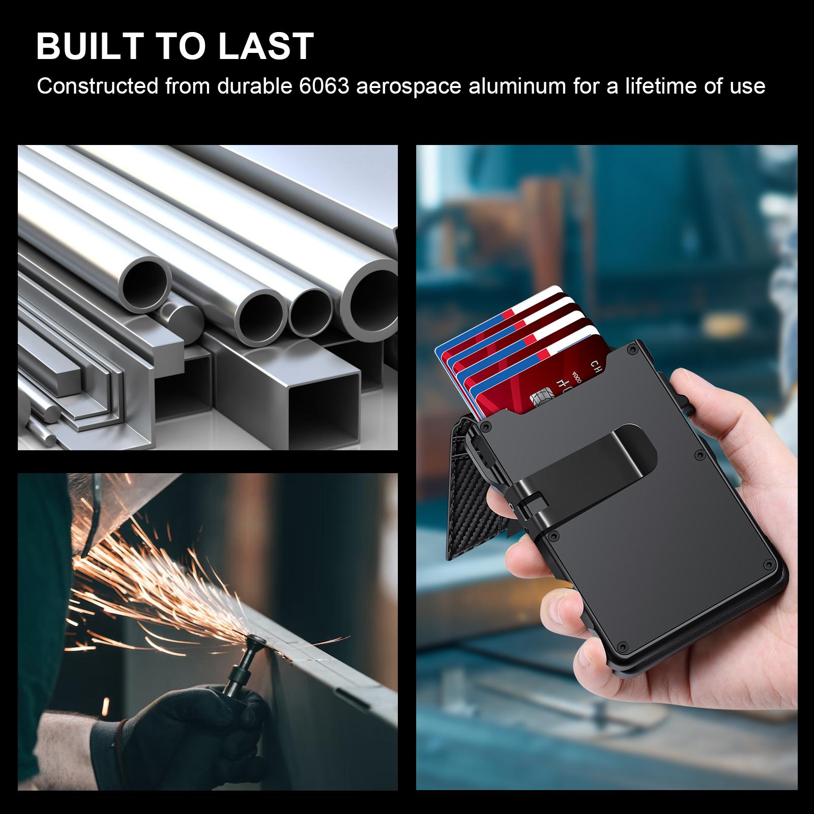 Men's Minimalist Bifold Wallet with AirTag Compartment & RFID Blocking - Pop-Up Quick Access Card Holder, Holds 12 Cards + Cash, Carbon Fiber - Perfect Gift (AirTag Not Included)