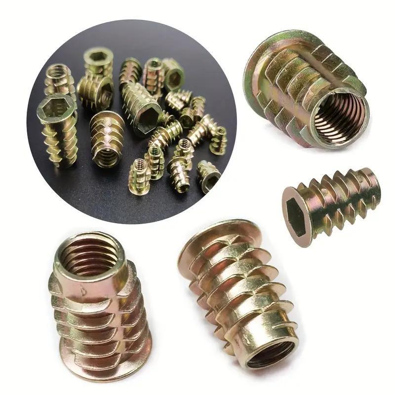 Threaded Inserts Set, 130pcs & 70pcs Nut Combo Tools for Woodworking, Durable Metal Bolts & Screws, Ideal for DIY Projects