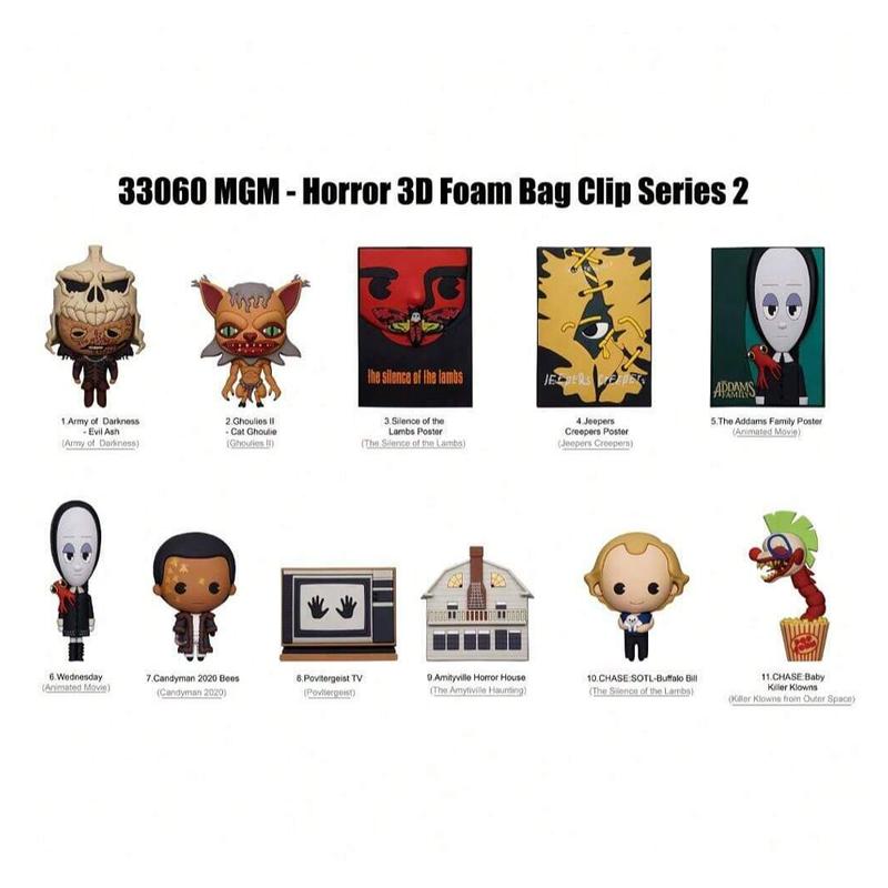 WB Officially Licensed MGM Midnite Movies Peripheral Keychain Horror 3D Anime Characters Series Mystery Blind Bags Key Ring Backpack Car Keys Pendant Random One Wednesday Candyman Blind Bags Creative Costume Decorations MN-33060