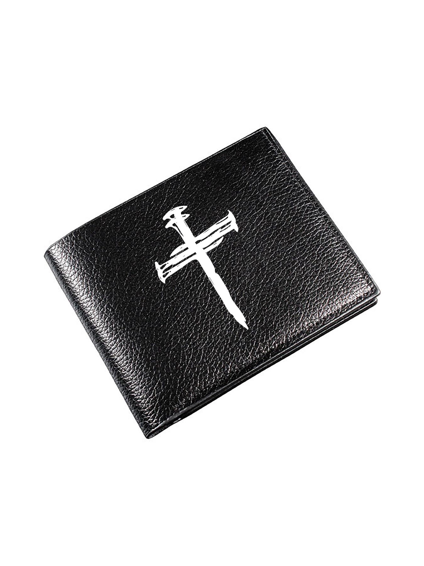 Christian Nail Cross Graphic Bifold Wallet, Gender-Neutral Slim Card Case, Heartfelt Graduation Gift for Students, Ideal for Back to School, New Job, Promotion