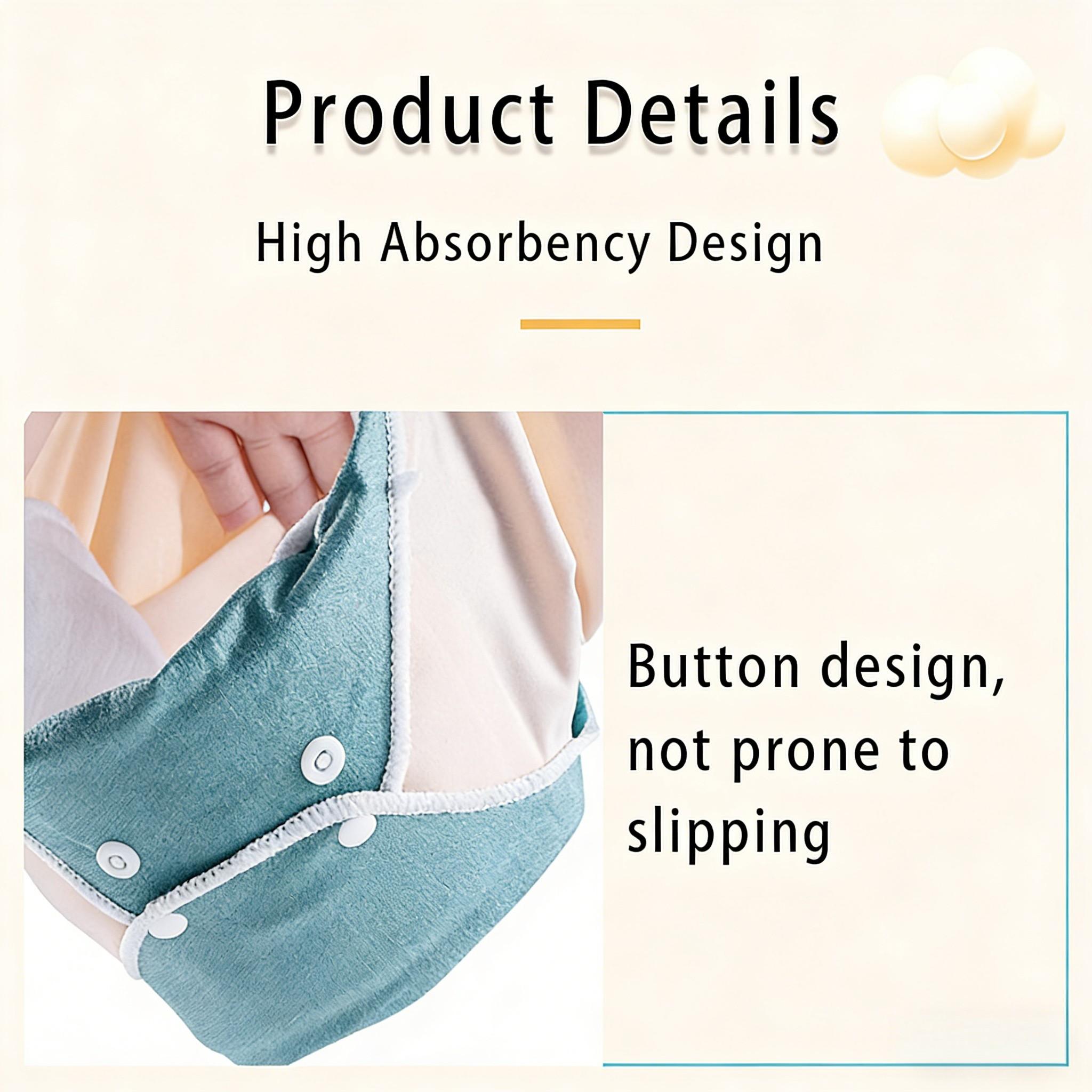 Reusable Washable Sanitary Pads, Graphene Cotton, Heavy Flow, Breathable Liner, High Absorbency, Night Use, 6 Pack Value Bundle,  Leak-Proof, Heavy Flow Overnight Menstrual Cloth Pads, Washable & Reusable，  (5 Colors: Skin/Green/Pink/Coral/Yellow)