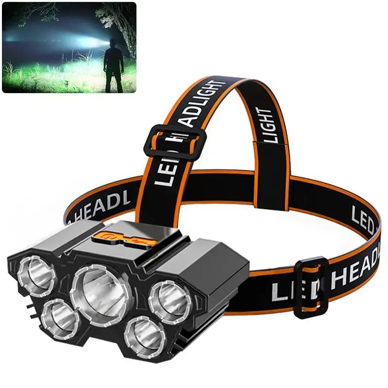 150000 lumens rechargeable headlamp-60H long runtime detachable, 5 modes ultra bright 50W LED IP68 waterproof 90° adjustable motion sensor headlight for outdoor camping fishing running hunting Tactical Flashlight