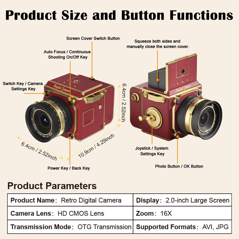 Vintage Digital Camera, Portable Retro Point and Shoot Compact Small Pocket 1080P FHD Video Autofocus Vlogging Camera with 32 GB Card for Beginners Teens Adults, For Christmas, Birthday Gift