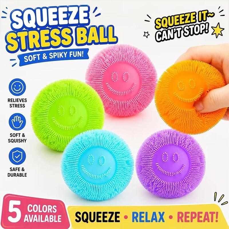 5 Colors TPR Soft Spiky Smiley Face Stress Ball 1 Pack/5 Pack Super Soft Squeezable Rebound Cute Stress Relief Squishy Non-Toxic Sensory Fidget Gift Toy Fidget Toy for Kids Adults