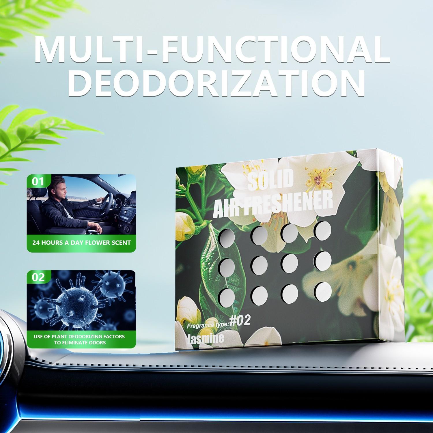 Large Capacity Solid Air Freshener, Long-Lasting Scent, Plant-Based Odor Remover, Car Dashboard Fragrance, Home Use, Lavender Rose Osmanthus