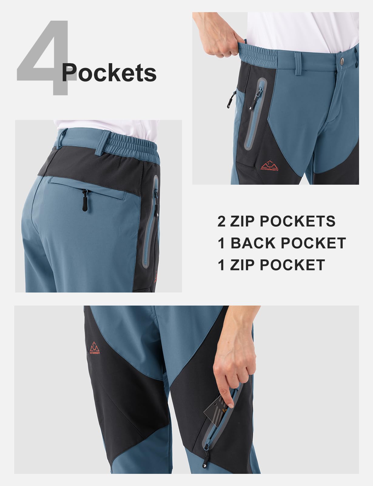 TBMPOY Women's Winter Hiking Ski Snowboarding Pants Winter Waterproof Softshell Insulated Trousers