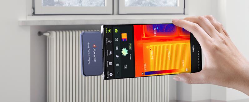 FOXWELL RT100 Thermal Camera for Android (USB-C) / iOS Smartphones, 256x192 Super IR Resolution Thermal Imaging Camera, -4°F to 1022°F Thermal Imager for Home/HVAC/Electrical/Plumbing/Automotive Inspection