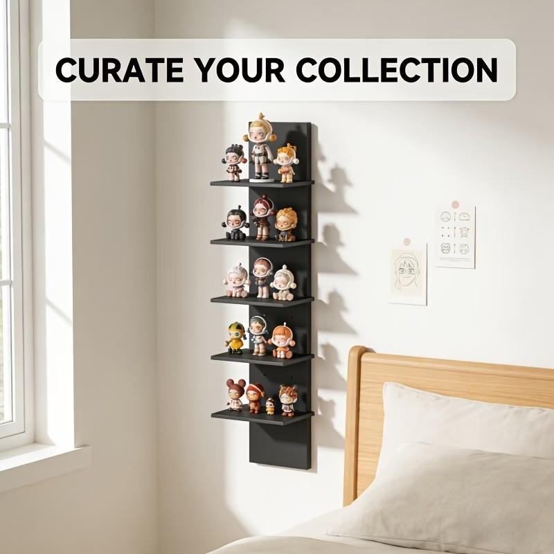 Five-Tier Floating Wall Shelf, Column Design, Space-Saving Modern Storage Unit, Easy Installation, No Metal Fittings, Bedroom & Living Room, Wall Mounted Shelf